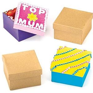 Baker Ross vierkante dozen voor kinderen om te knutselen en zelf vorm te geven voor Moederdag (6 stuks)