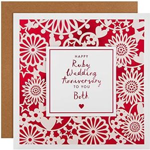 Hallmark Ruby bruiloft verjaardag kaart voor paar - ingewikkeld reliëf ontwerp met rode folie achtergrond (25560794)