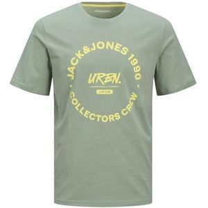 JACK & JONES - T-shirt - Zwart - Katoen - Regular Fit - Geribde Ronde Hals