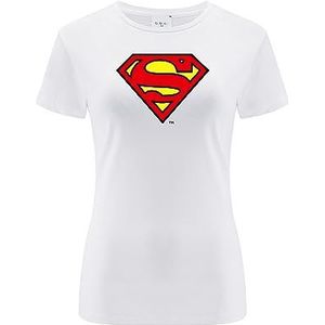 ERT GROUP Origineel en officieel gelicentieerd door DC White dames T-shirt, Superman-patroon 002, eenzijdige overdruk, maat XXS, Superman 002 Wit, XXS