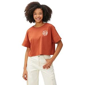 Koton T-shirt met ronde hals en korte mouwen, katoen, bedrukt, bruin (500), XL