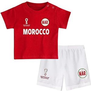 FIFA Unisex Kids Officiële Fifa World Cup 2022 Tee & Short Set - Marokko - Home Country Tee & Shorts Set (pak van 1), Rood, 12 Maanden