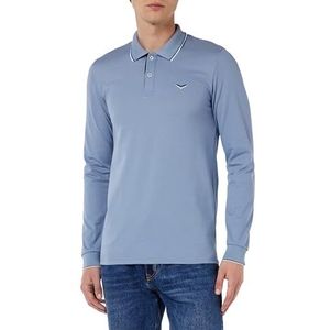 Trigema Poloshirt voor heren met lange mouwen, parelblauw, M