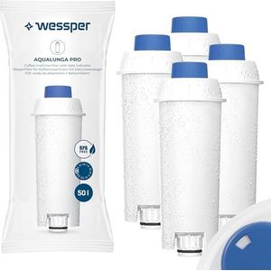 Wessper Waterfilterpatronen voor volautomatische koffiemachine, vervangingsfilter voor DeLonghi DLSC002, SER3017, ECAM, ESAM, ETAM, SECAM, Series S, filterpatronen voor koffiezetapparaten - verpakking