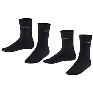 ESPRIT Uniseks-kind Sokken Foot Logo 2-Pack K SO Katoen Eenkleurig Multipack 2 Paar, Zwart (Black 3000), 31-34