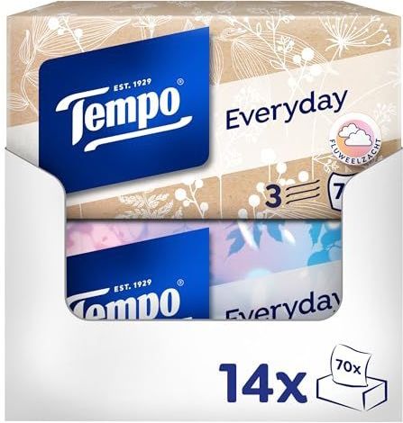 Tempo tissues - Light - Voordeelbox - 14 x 70 stuks = 980 zakdoekjes