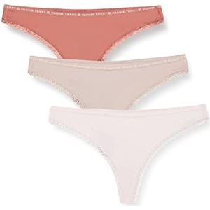 Tommy Hilfiger String voor dames (verpakking van 3), Mineraliseren/Evenwichtig Beige/Lichtroze, S