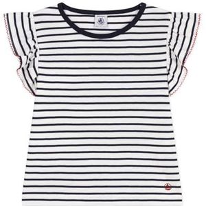 Petit Bateau T-shirt voor meisjes en meisjes, Wit/Blauw, 3 jaar