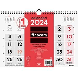 Finocam - Kalender 2024 neutrale wandkalender grote cijfers januari 2024 - december 2024 (12 maanden) Catalaans