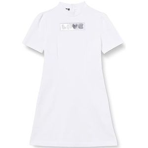 Love Moschino Dames Tight Fit Korte Mouwen Jurk, Optical White, 38, wit (optical white), 38