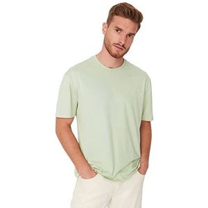 Trendyol Heren Man meer duurzame ontspannen standaard ronde hals gebreide T-shirt, mint, L, Munt, L