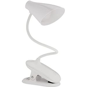 Relaxdays bureaulamp met klem, led, touch, 3 lichtkleuren, oplaadbaar met USB, flexibele hals, in het wit