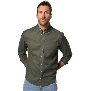 JP 1880 Heren grote maten grote maten Menswear L-8XL hemd, lange mouwen, linnenmix, button-down-kraag, modern fit 782629, grijs/groen, 7XL