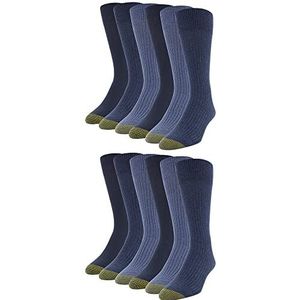 Gold Toe Stanton Crew Sokken voor heren, multiparen (verpakking van 12), Chambray/Denim/Midnight (12-paar), L
