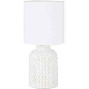 EGLO Tafellamp Bellariva, tafellamp, bedlampje van keramiek in crème, textiel in wit, woonkamerlamp, lamp met schakelaar, E14-fitting