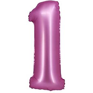 GoDan Ballon Folie Beauty&Charm, Cijfer 1, Satijn Roze, 76 cm
