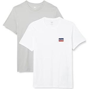 Levi's 2-Pack Crewneck Graphic Tee T-shirt Mannen, Sportswear High-Rise / White+, XS