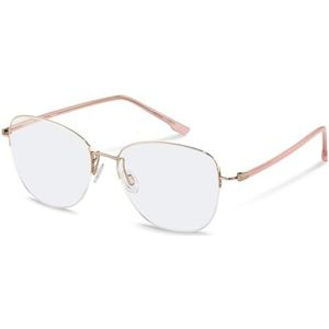 Rodenstock Vierkante titanium bril in roségoud, lichtroze voor dames, bril met gezichtssterkte, optioneel met kleurzonnebril of blauwlichtfilter (model R7141)