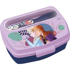 Disney Sandwich Box blauw voor meisjes van kunststof Frozen Elsa Anna en Olaf met lepel en vork