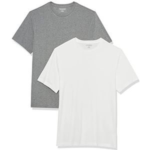 Amazon Essentials Heren Slim-Fit T-shirt met korte mouwen en ronde hals, 2 stuks, grijs heather/wit, XXL