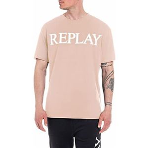 Replay Heren T-shirt korte mouwen met logo-print, Skin 611, XXL