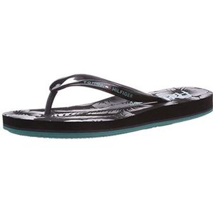 Tommy Hilfiger Int-Monica 31 R slippers voor dames, Veelkleurig Zwart Magneet Turkoois 990, 37 EU