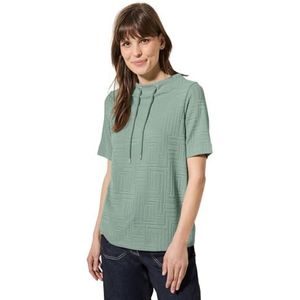 Cecil - Jaquard Shirt - Groen - Korte Mouwen - Zachte Materiaalmix met Stretch