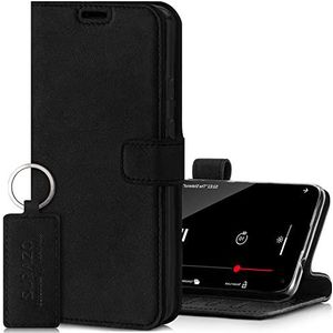 SURAZO Premium hoesje voor Apple iPhone 12 Pro Max - Opvouwbare echt lederen telefoonhoesje - RFID portemonnee met kaarthouder, standaard en magnetische sluiting - echt lederen beschermende flip case
