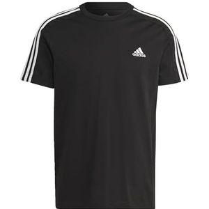 adidas Essentials Single Jersey 3-Stripes T-Shirt, Heren, Black/White, XS Short
