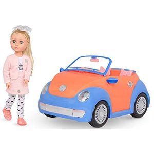 Glitter Girls 62243458284 Fifer & GG Cabriolet 14 inch Doll & Vehicle Bundle - Blond haar en groene ogen - Blauw & Oranje klassieke auto - Trunk & Cupcake houders