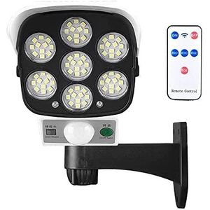 AntDau71 - Nepcamera voor buiten, veiligheid en diefstalbeveiliging met zonnepaneel, bewegingsmelder, afstandsbediening, waterdicht, met rood ledlicht en 77 leds