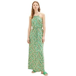 TOM TAILOR Denim Dames maxi-jurk met ceintuur, 31953 - groene bloemenprint, XL