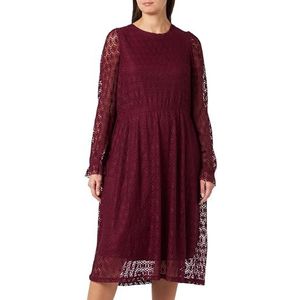 ONLY CARMAKOMA Caremila Ls Lace Dress JRS Mini-jurk voor dames, rood, 46/48 Grote maten
