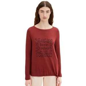 TOM TAILOR Dames Shirt met lange mouwen en 1034521, 27785 - Dark Maroon Red Melange, XXS