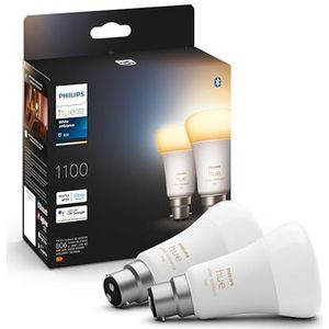 Philips Hue White Ambiance Smart Bulb Twin Pack LED [B22 Bajonet Cap] - 1100 lumen (75W equivalent). Werkt met Alexa, Google Assistant en Apple Homekit