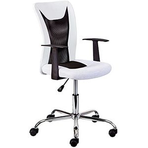 Bureaustoel met armleuningen, in hoogte verstelbaar, zwart met wit, 55 x 54,5 x 85-95 cm