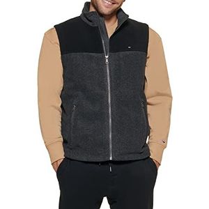 Tommy Hilfiger Polar Vest Fleece Vest voor heren, zwart/donkergrijs, XL