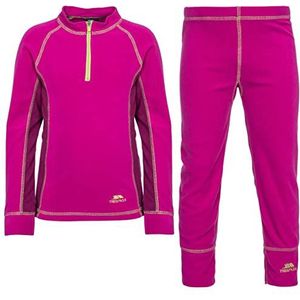 Trespass Bubbles, Azalea X, 9/10, Baselayer Set (broek en lange mouwen Top) 160gsm Kids Unisex, leeftijd 9-10, roze