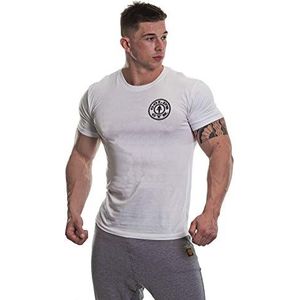 Gold's Gym UK Heren Links Borst Workout Premium Training Fitness Gym Sport Basic T-Shirt met Logo