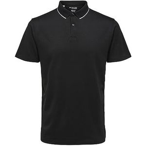 SELECTED HOMME SLHLEROY Coolmax SS Polo B NOOS Poloshirt voor heren, zwart, XL