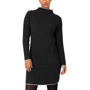 Timezone Dames High Collar Knit Dress Casual Jurk, Zwart, XL