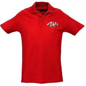 Supportershop poloshirt Rugby Wales, rood, unisex, volwassenen, FR: M (maat fabrikant: M)