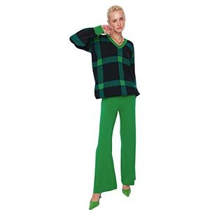 Trendyol Vrouwen Plaid Midden Knitwear Tweedelige Set, Groen, S