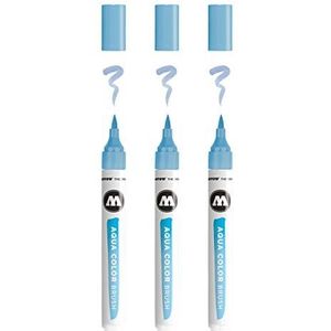 Molotow Aqua Color Brush (Brush Pen Marker op waterbasis, penseel punt voor aquarellen en handlettering) 3 stuks kleur 052 lichtblauw