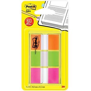 Post-it 11755 Miniset 60 bladwijzers, medium, 60 stuks, roze/groen/oranje