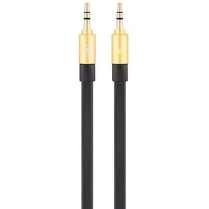 T'nB JACKFLATBK2 kabel jackplug 3,5 mm voor tablet/smartphone / MP3-/MP4-speler, zwart/goudkleurig