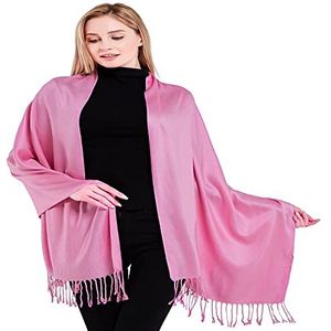 CJ Apparel Dames hoge kwaliteit effen kleur ontwerp sjaal Pashmina, Pastel Roze, one size