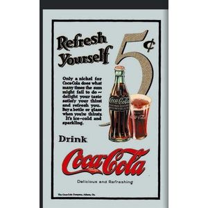empireposter - Coca Cola - Refresh Yourself - grootte (cm), ca. 20x30 - Bedrukte spiegel, NIEUW - beschrijving: - Bedrukte wandspiegel met zwart kunststof frame in houtlook -