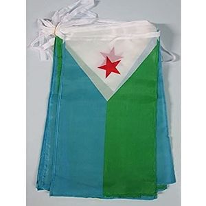 Djibouti 12 meter BUNTING Vlag 20 vlaggen 45x30 cm - Djiboutian STRING vlaggen 30 x 45 cm - AZ FLAG