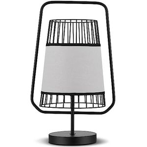 REV Bureaulamp in modern design met metalen kap en tussenschakelaar, tafellamp met stoffen lampenkap, tafellamp met E27-fitting voor nachtkastje, bureau en kantoor, 46,5 cm